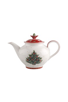 Villeroy&Boch, Ceainic de portelan cu model tematic - 1.5 L, Rosu/Alb/Verde Villeroy&Boch, Ceainic de portelan cu model tematic - 1.5 L, Rosu/Alb/Verde