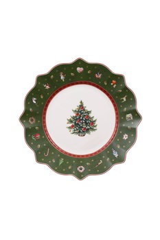 Villeroy&Boch, Farfurie pentru salata cu imprimeu tematic, Alb/Verde inchis Villeroy&Boch, Farfurie pentru salata cu imprimeu tematic, Alb/Verde inchis