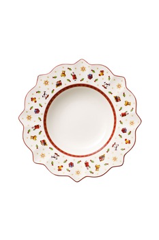 Villeroy&Boch, Farfurie adanca din portelan cu imprimeu tematic, Alb/Rosu Villeroy&Boch, Farfurie adanca din portelan cu imprimeu tematic, Alb/Rosu