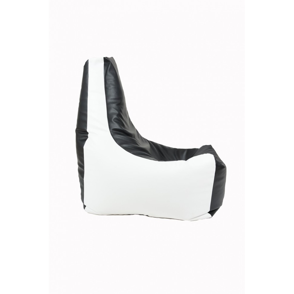 Fotoliu (Mediu) Sunlounger Evo XL - Black & White (GAMA PREMIUM PU) umplut cu perle polistiren (fotoliu para marca Pufrelax) Fabricat in Romania