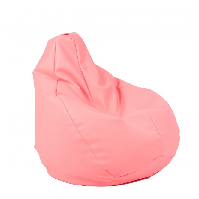 Fotoliu Pufrelax tip Sac Nirvana Hobbit piele ecologica, Roz, umplut cu perle polistiren