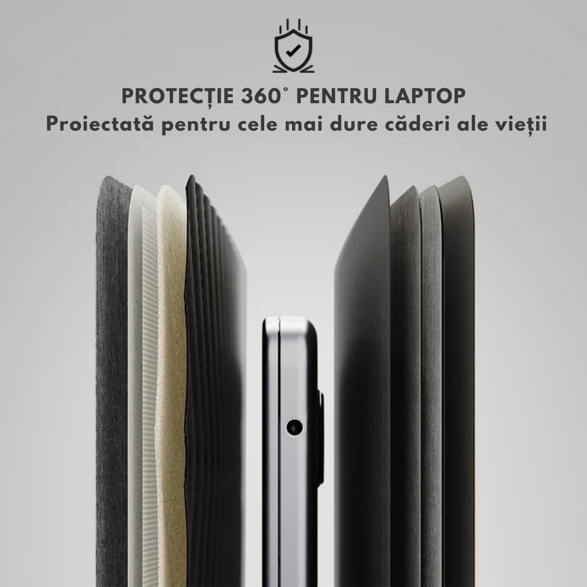 Husa Laptop cu Incarcare dubla Wireless 15W, Protectie 360, Impermeabila, Rezistenta la socuri, 15-16 inch, Suport Pliabil si Design Slim, Piele PU Premium, 4-in-1 cu Suport Mousepad, Compatibila Universal, MacBook Air, MacBook Pro, Tableta, Negru