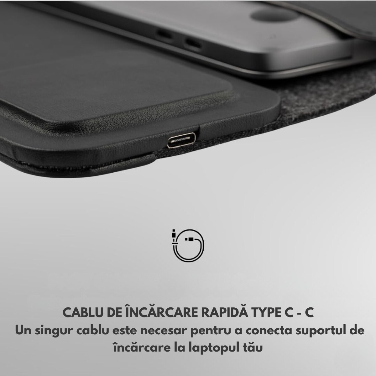 Husa Laptop cu Incarcare dubla Wireless 15W, Protectie 360, Impermeabila, Rezistenta la socuri, 15-16 inch, Suport Pliabil si Design Slim, Piele PU Premium, 4-in-1 cu Suport Mousepad, Compatibila Universal, MacBook Air, MacBook Pro, Tableta, Negru