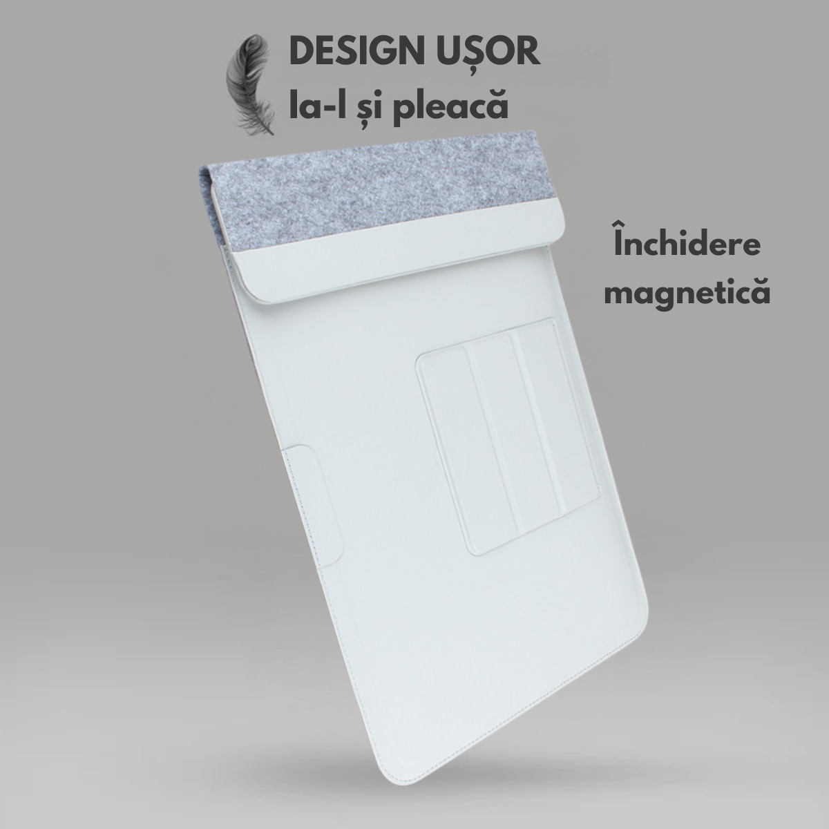 Husa Laptop cu Incarcare dubla Wireless 15W, Protectie 360, Impermeabila, Rezistenta la socuri, 13-14 inch, Suport Pliabil si Design Slim, Piele PU Premium, 4-in-1 cu Suport Mousepad, Compatibila Universal, MacBook Air, MacBook Pro, Tableta, Gri