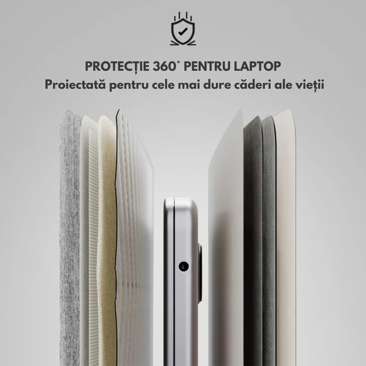 Husa Laptop cu Incarcare dubla Wireless 15W, Protectie 360, Impermeabila, Rezistenta la socuri, 13-14 inch, Suport Pliabil si Design Slim, Piele PU Premium, 4-in-1 cu Suport Mousepad, Compatibila Universal, MacBook Air, MacBook Pro, Tableta, Gri