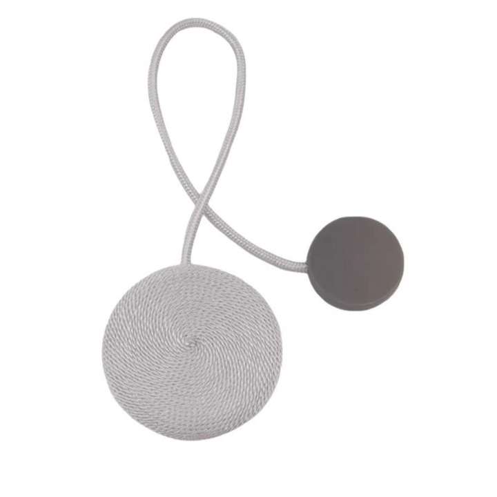 Brosa cu snur, pentru pridere perdea/draperie, cu magnet, gri, 28 cm