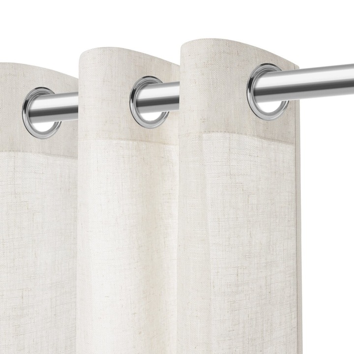 Perdea Lenny, 140x250 cm, crem, 100% poliester, montare cu prajini