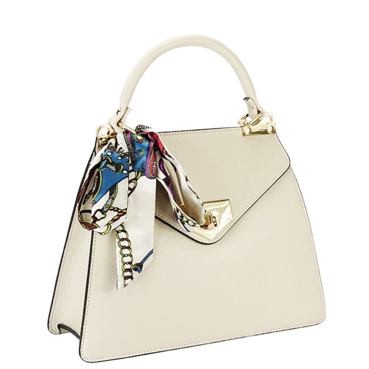 Valódi bőr táska levehető sállal B-1014 128, bézs bézs