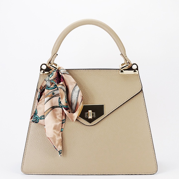 Közepes taupe táska valódi bőrből 1014 128 Taupe barna