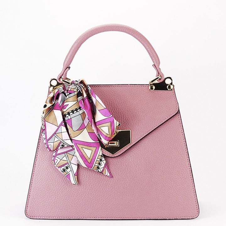 Geanta medie roz plamaniu din piele naturala 1014 128 Roz plamaniu