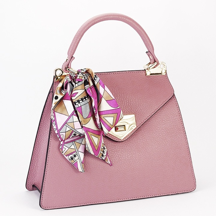 Valódi bőr táska levehető sállal B-1014 128, világos rózsaszín Világos rózsaszín