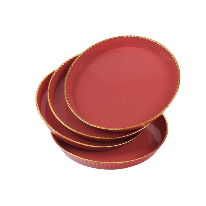 Set 4 tavi Servire, Blusmart, Rotund, Plastic, 15x15x2 cm