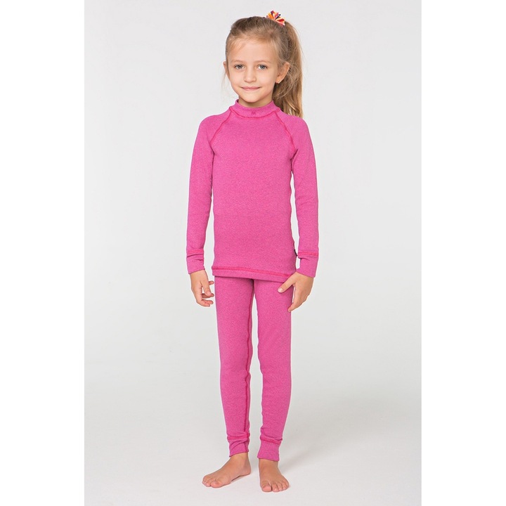 Lenjerie intima termoactiva fete, Meteor, Bumbac/Poliester/Elastan, Roz, 152-158 CM