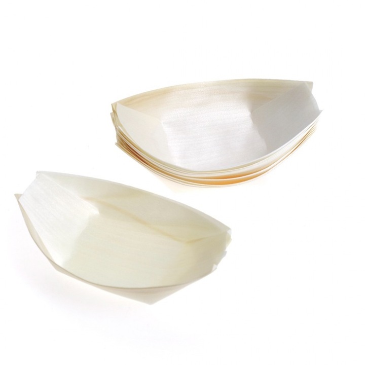 Set 10 platouri unica folosinta, Blusmart, Lemn, Maro, 22x11 cm