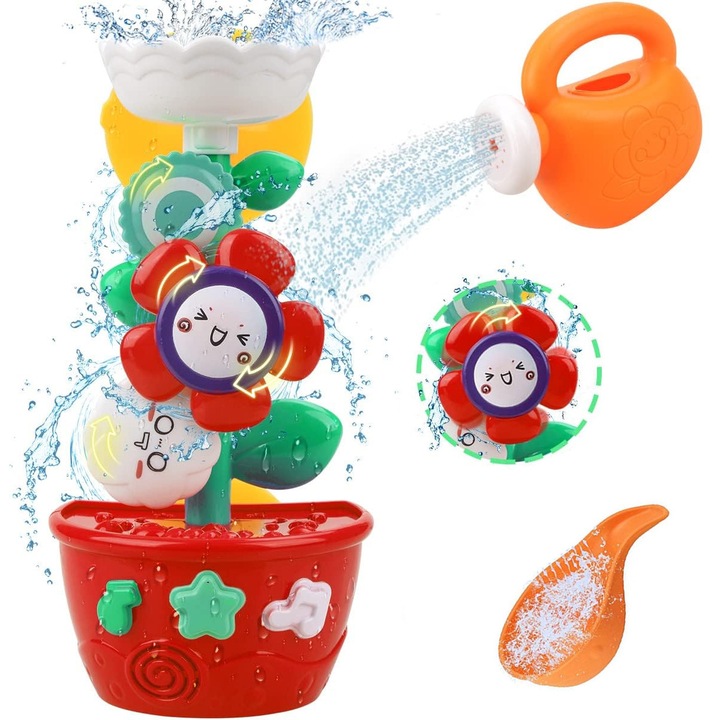 Jucarie de Baie pentru Copii, BYONDSELF®, cu Ventuza, Rata Galbena, cu Adapatoare si Lingura, Potrivita Copiilor cu Varsta Cuprinsa Intre 1-5 Ani