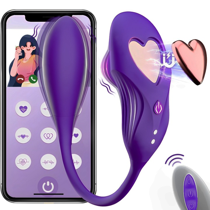 Vibrátor nőknek, BYONDSELF, távirányítóval, APP vezérléssel, 10 rezgésszinttel, szilikon, vízálló, lila