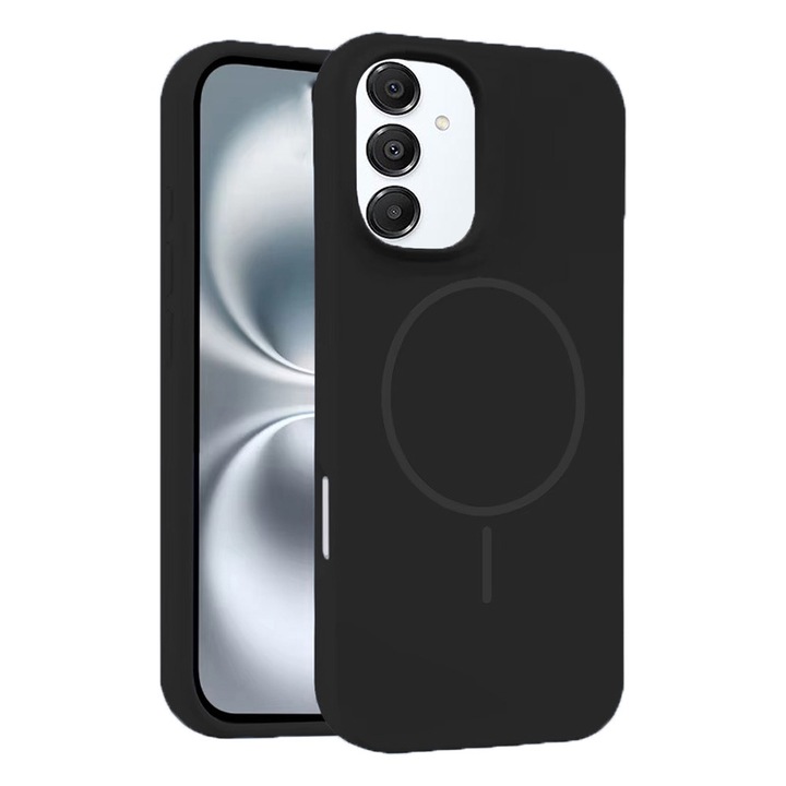 Husa pentru Samsung Galaxy A16 5G, SoftGuard Protect, Incarcare de Tip MagSafe, Interior de Microfibra, Silicon Moale, Placut la Atingere, Anti-Alunecare, Absoarbe Socurile, Anti-Amprente, Ultra-Slim, Magnet Puternic, Negru