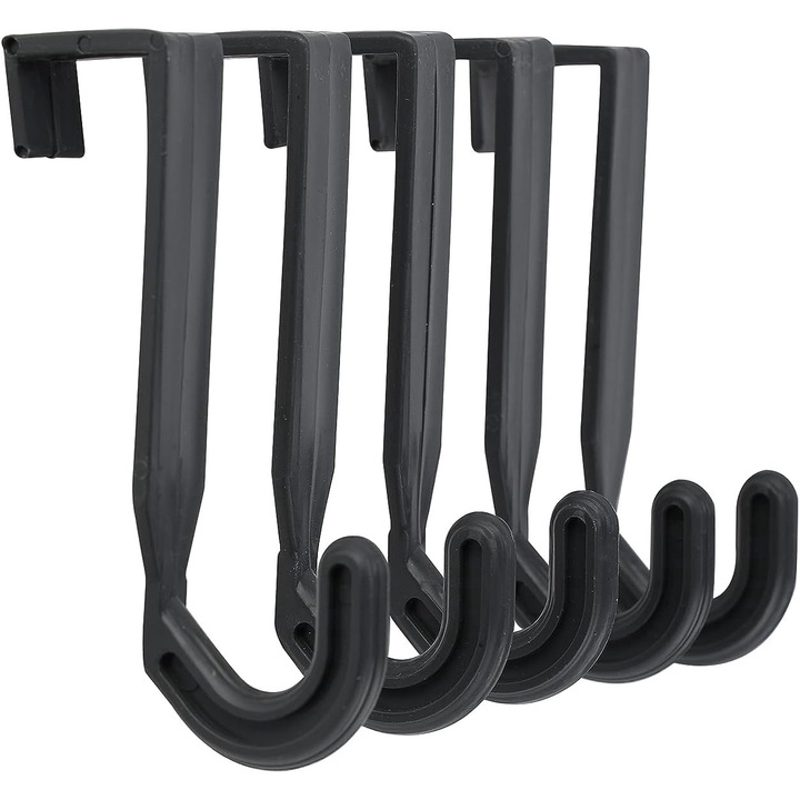 Set 5 cuiere de plastic pentru usa, agatatori universale negre, prosoape, genti sau alte accesorii, usa mobilier, scaun, rezistente