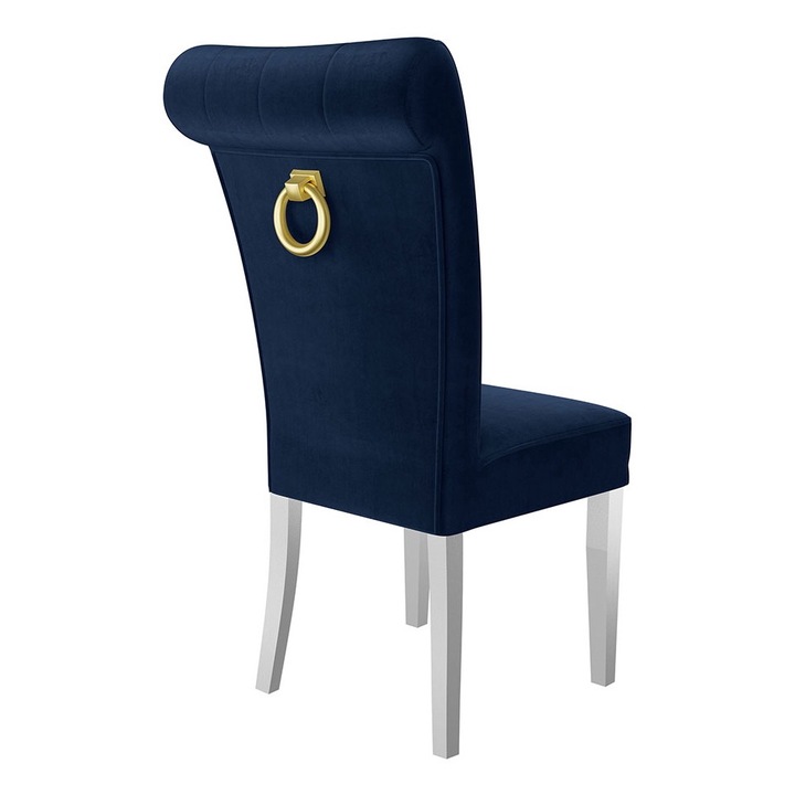 Scaun Elenwel + ciocanitor, MIRJAN24, alb + bleumarin + auriu Ciocanitor, 51x66x100 cm