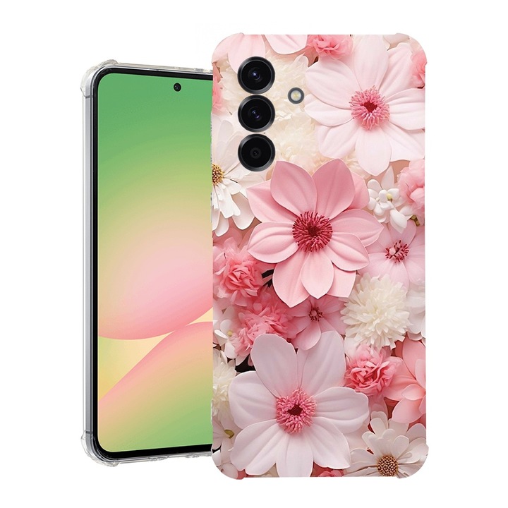 BestCase® Husa pentru Samsung Galaxy A56, Anti Shock 1.5MM, Pink And White Daisy, Protectie camera, ecran si colturi, 1926361 AS 1145