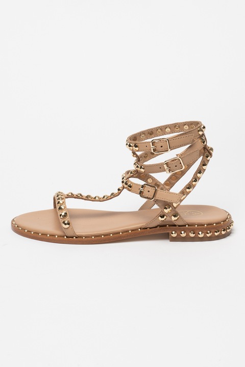ASH, Bőrszandál szegecsekkel díszítve, Aranyszín/Bézs, 37