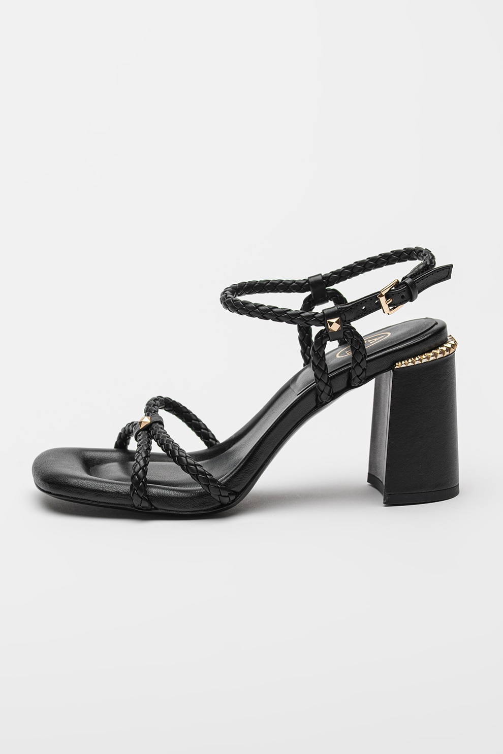 ASH, Sandale de piele ecologica cu toc masiv Lola Bis, Negru, 39