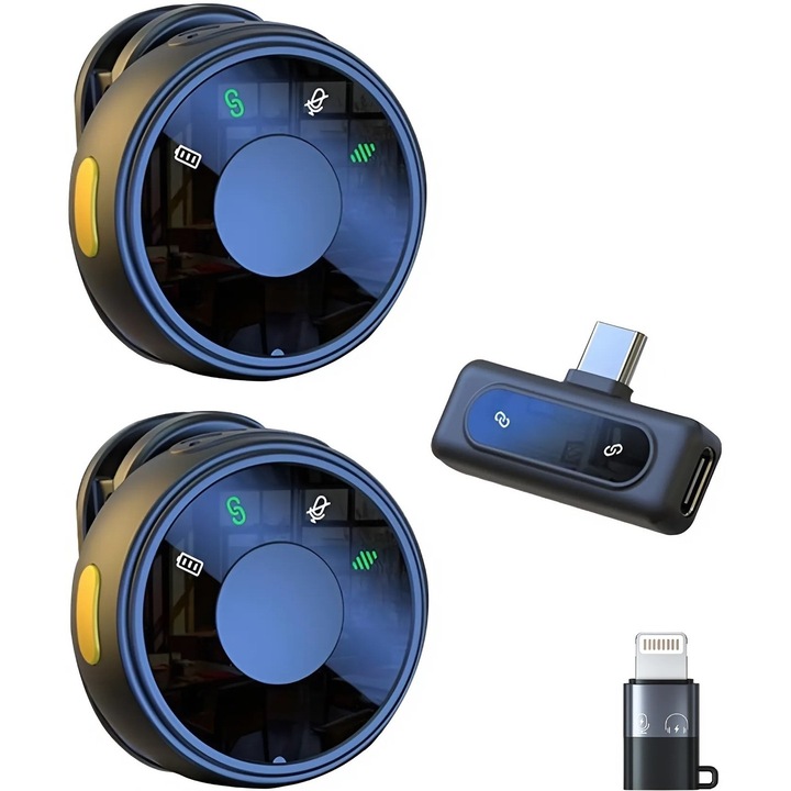 HASEPE vezeték nélküli Lavalier mikrofon készlet, kettős mikrofon, zajcsökkentés, késleltetés nélküli, C típusú vevő, Plug & Play, ideális élő adáshoz, vloghoz, YouTube-hoz, podcasthoz, 2 db