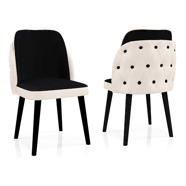 Scaun Babyface Alfa Negru-Crema (picior negru) HAMAN