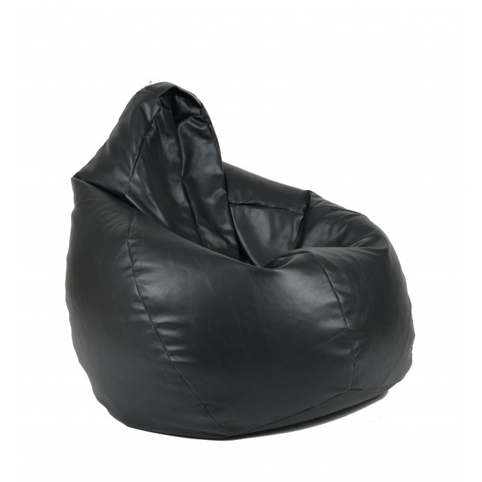Fotoliu Pufrelax tip Sac Nirvana Hobbit piele ecologica, Black, umplut cu perle polistiren