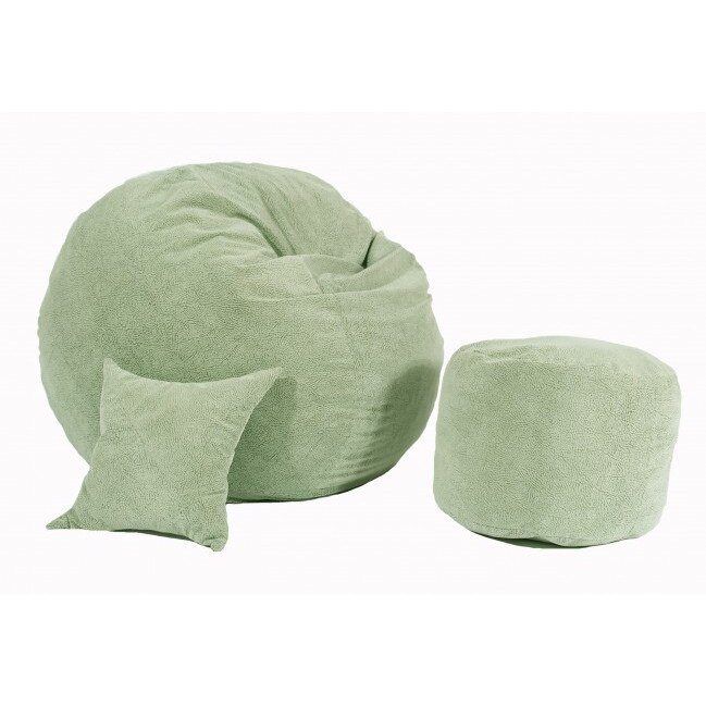 Set Fotoliu (Mediu) Matusalem+Otoman+Perna decorativa - Light Mint (Gama Diamond) husa detasabila, Transformabil in pat, Fabricat in Romania, umplut cu fulgi de burete memory mix®, marca Pufrelax