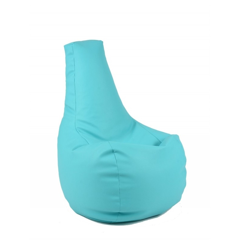 Fotoliu (Mediu) Sunlounger Evo - Turcoaz (piele eco) umplut cu perle polistiren (fotoliu para marca Pufrelax) Fabricat in Romania