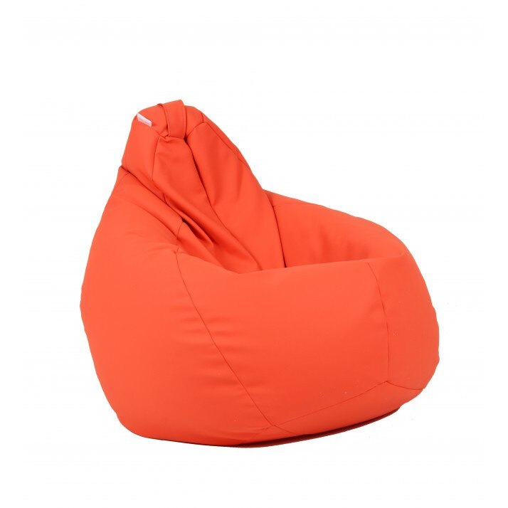 Fotoliu Pufrelax tip Sac Nirvana Hobbit piele ecologica, Orange, umplut cu perle polistiren