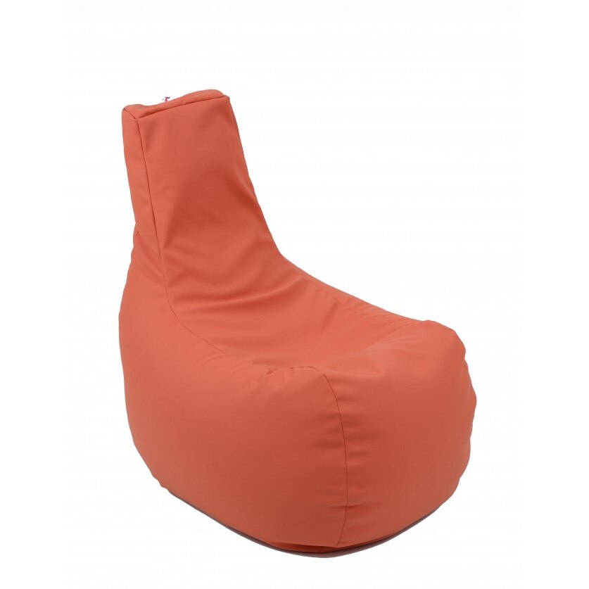 Fotoliu (Mediu) Sunlounger Evo - Orange (piele eco) umplut cu perle polistiren (fotoliu para marca Pufrelax) Fabricat in Romania