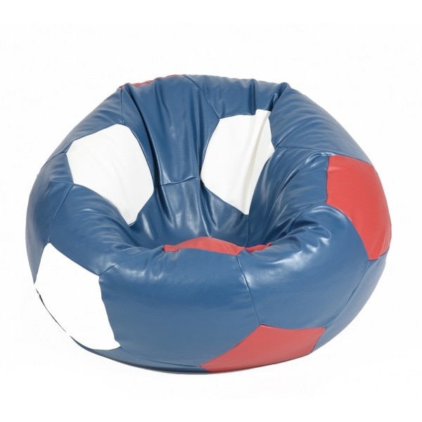 Fotoliu pentru copii (3-10 ani) Minge Telstar Junior - France (piele eco) umplut cu perle polistiren (fotoliu minge marca Pufrelax) Fabricat in Romania