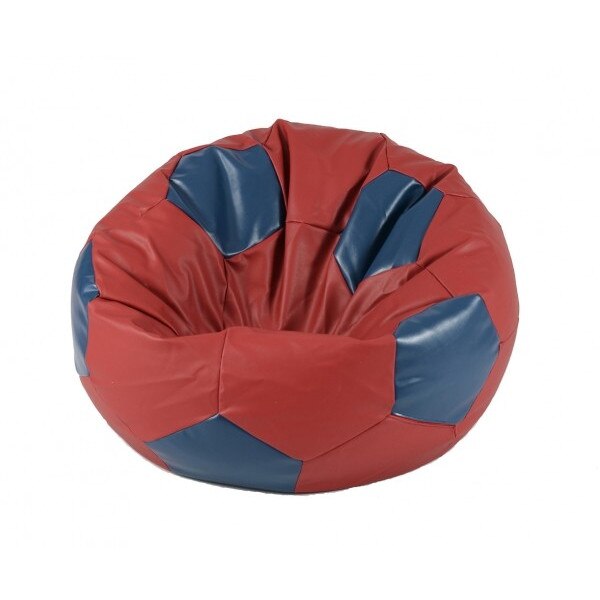Fotoliu pentru copii (3-10 ani) Minge Telstar Junior - Red & Blue (piele eco) umplut cu perle polistiren (fotoliu minge marca Pufrelax) Fabricat in Romania