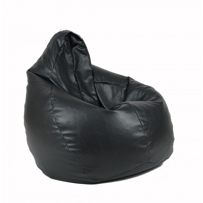 Fotoliu Pufrelax tip Sac Nirvana Hobbit poliuretan, Back 2 Black, umplut cu perle polistiren