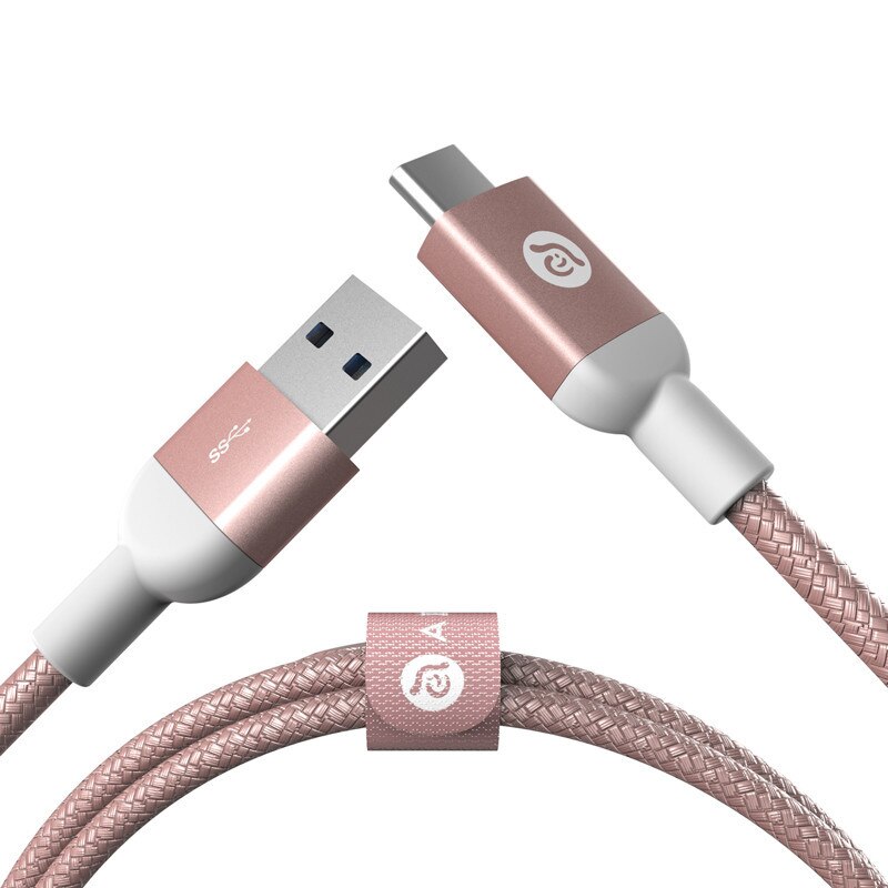 Cablu Adam Elements CASA M100 impletit USB la TypeC 1m Rose Gold