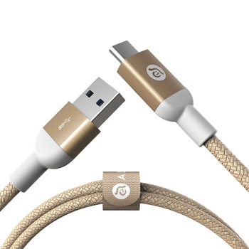 Cablu Adam Elements CASA M100 impletit USB la TypeC 1m Gold Cablu Adam Elements CASA M100 impletit USB la TypeC 1m Gold