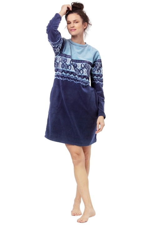 Camasa de noapte Key 893 albastru-albastru inchis M