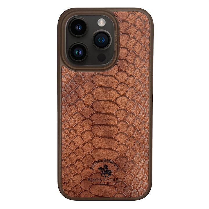 Prémium tok iPhone 15 Santa Barbara Polo & Racquet Club Knight Brown telefonhoz, Eco-bőr