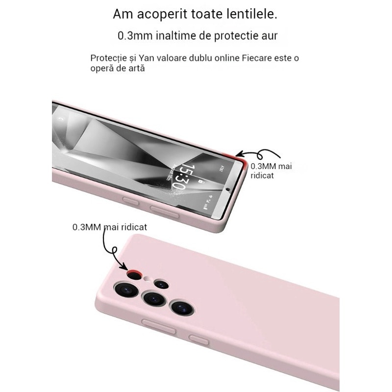 Husa telefon compatibila cu Samsung Galaxy S25 Ultra, Samsung Silicone Case, Ultra Protect, Anti-Shock Protection Hard, Technology Air Cushion-Roz