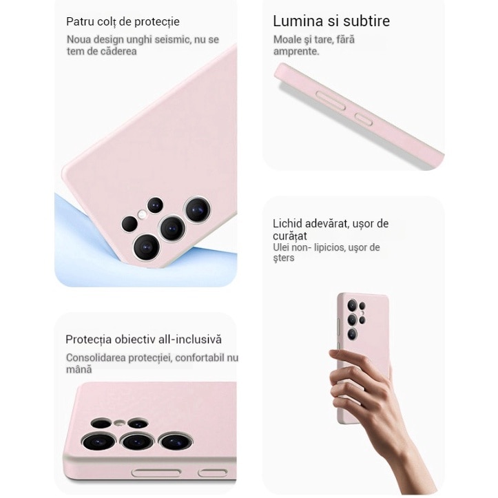 Husa telefon compatibila cu Samsung Galaxy S25 Ultra, Samsung Silicone Case, Ultra Protect, Anti-Shock Protection Hard, Technology Air Cushion-Roz