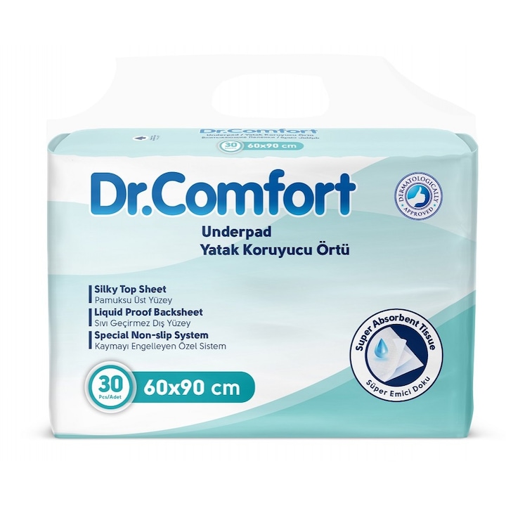 Комплект 30 подложки за еднократна употреба, Dr.Confort Underpad, 60 x 90 см