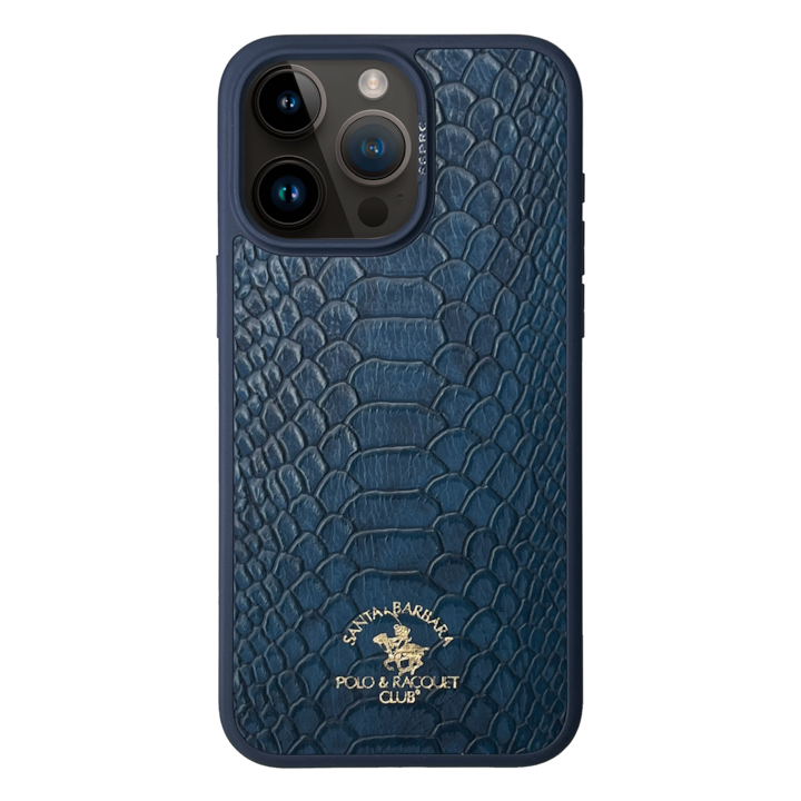 Prémium tok iPhone 15 Pro Santa Barbara Polo & Racquet Club Knight Navy telefonhoz, Eco-bőr