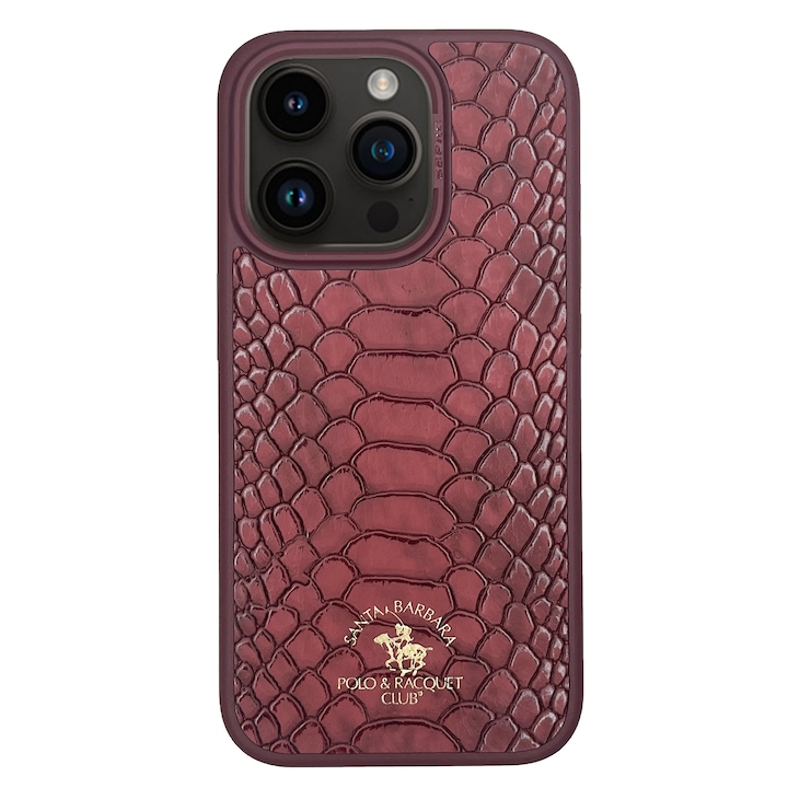 Prémium tok iPhone 15 Pro Max Santa Barbara Polo & Racquet Club Knight Red telefonhoz, Eco-bőr