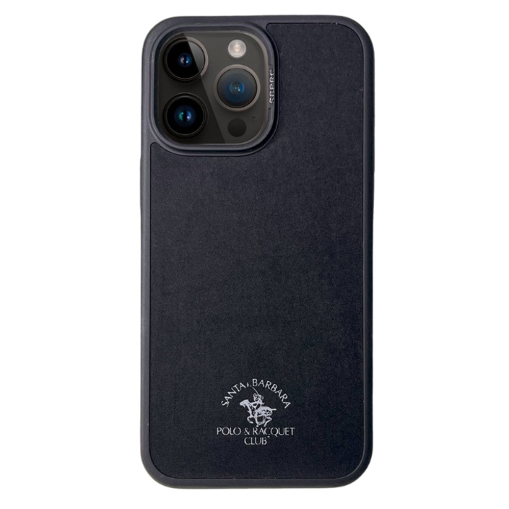 Премиум калъф за iPhone 15 Pro Santa Barbara Polo & Racquet Club Myron Black, съвместим с Magsafe