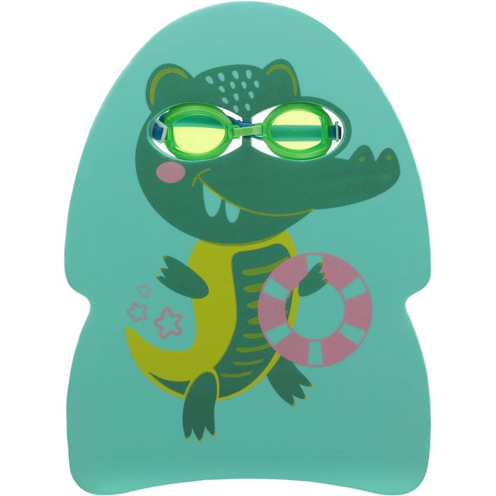 Зелен детски комплект дъска за плуване и очила