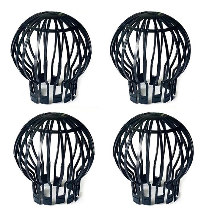 Set 4 aparatoare de frunze pentru scurgeri de jgheab, aparatoare de jgheab, material plastic, negru