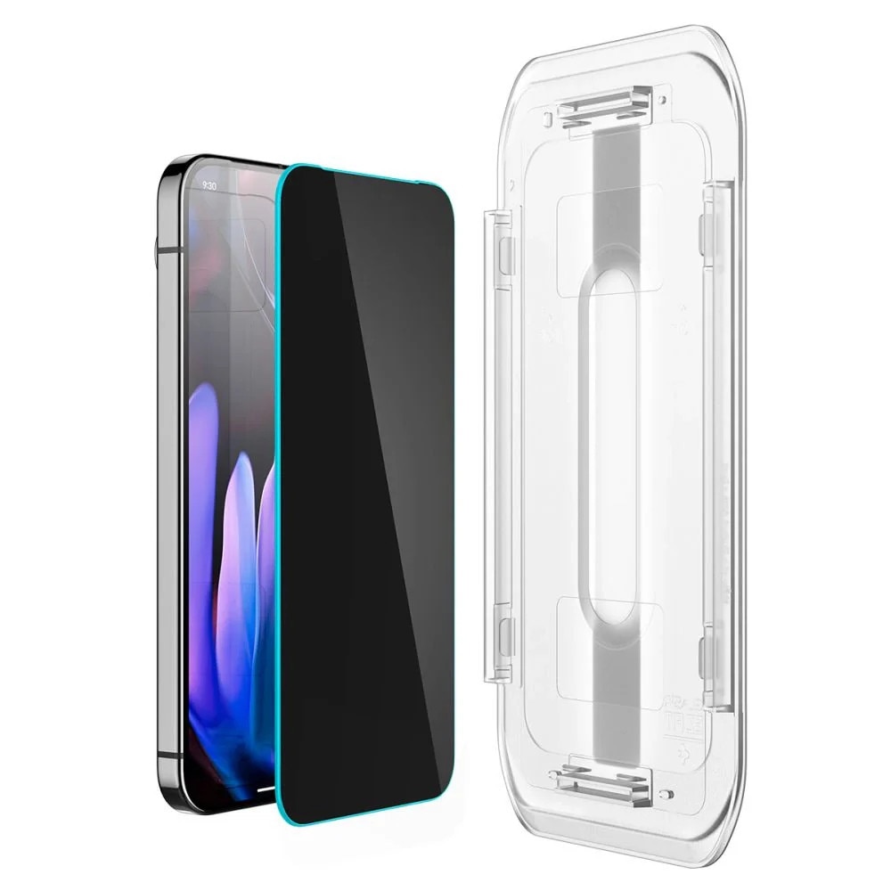 Folie de protectie Ecran Privacy Spigen EZ FIT pentru Google Pixel 9 / Pixel 9 Pro, Sticla Securizata, Full Glue, Set 2 bucati