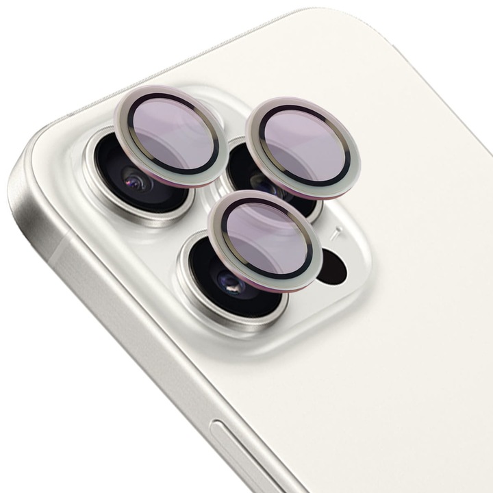 Kameraüveg Bizon Glass Snap Lens kompatibilis iPhone 15 Pro / 15 Pro Max, Ezüst